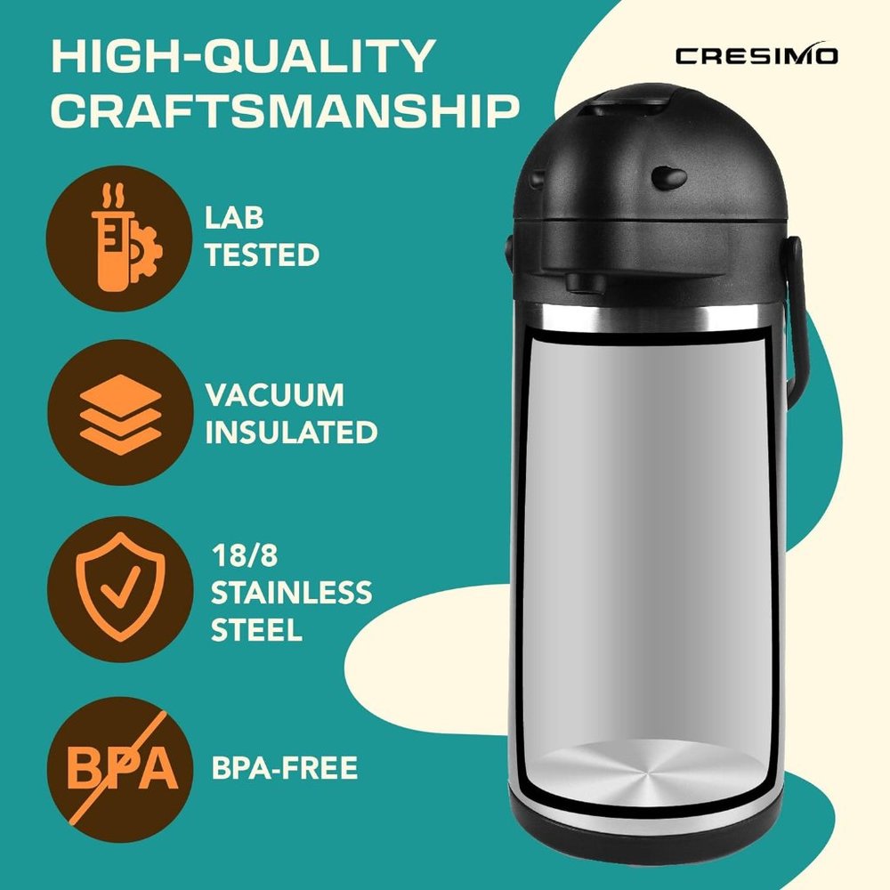 Airpot Coffee Carafe 101oz - 24 Hours Hot OR COLD Drink THERMAL*NEW* - Picture 6 of 8